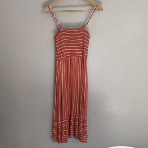 Maurices Terracotta Striped Midi Dress